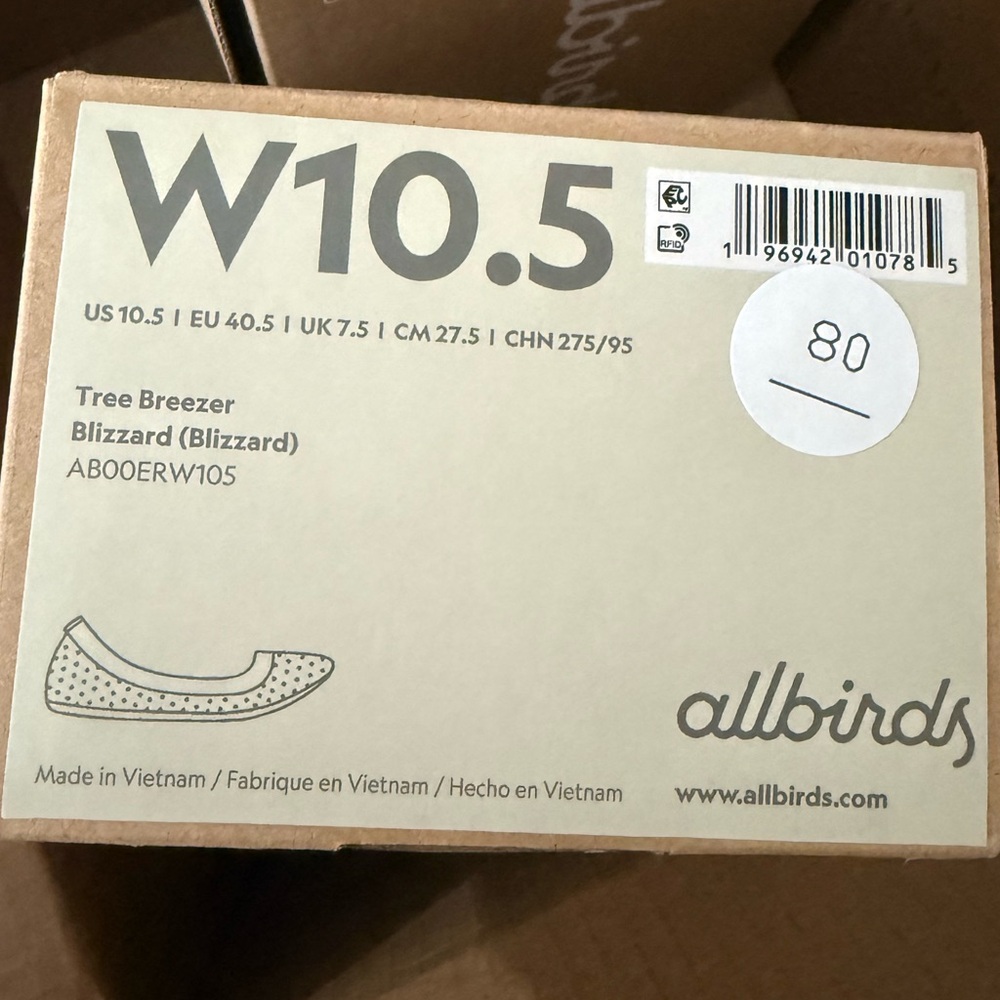 Allbirds Women's Tree Breezer Blizzard White Flats Size 10.5 - Picture 5 of 5